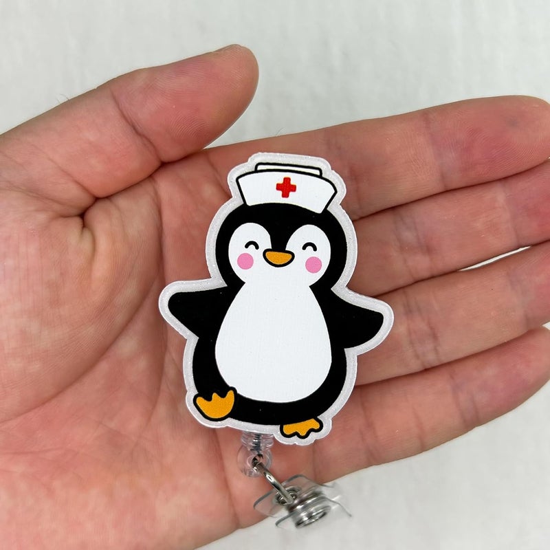 Bydevia Cute Penguin Badge Reel Retractable for Nurse Nursing Student RN MA CNA LPN & Medical Worker, Funny Pediatric Nurse Gifts, Penguin Lovers ID Badge Holder with Alligator Clip & 24” Durable Nylon Cord - Image 3